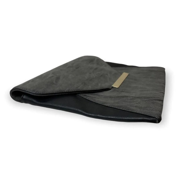 Emperia Black &  Grey Vegan Leather Envelope Clutch - Picture 4 of 10